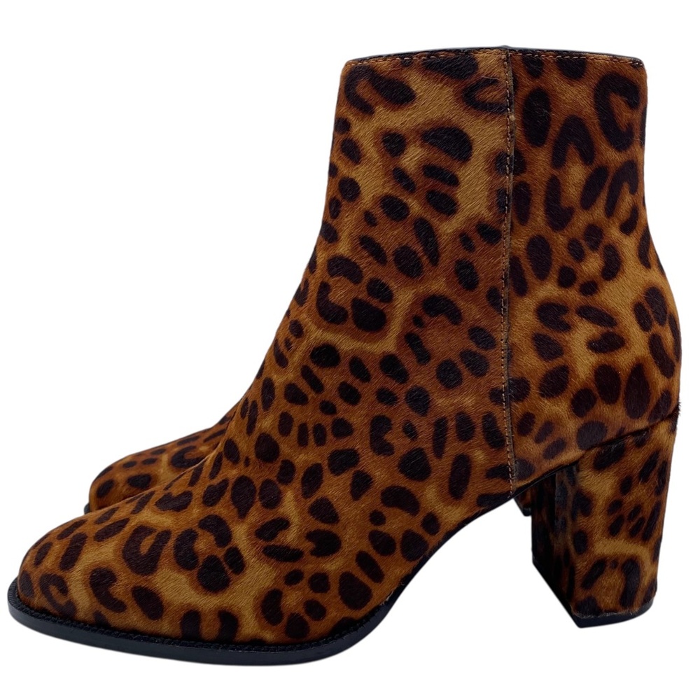 Steve Madden Womens Shoes Jozie Boots Sz 7.5 Leather Fur Heeled Leopard Chic - Picture 2 of 11